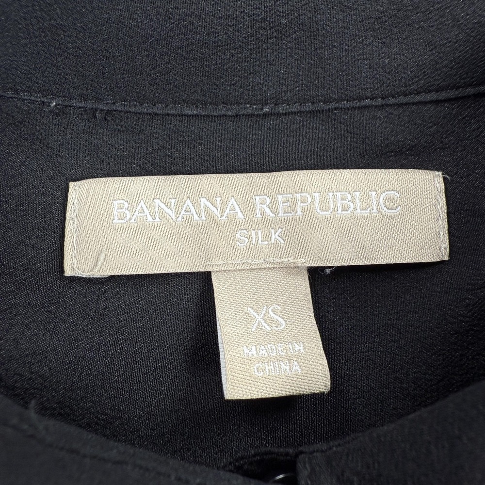 Banana Republic Silk Tunic Blouse Womens XS Black Office Career Work Top Capsule - Picture 3 of 13